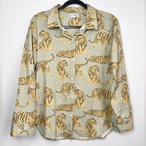 LAS SURENAS Size L • Green Tigers Button Down Top.